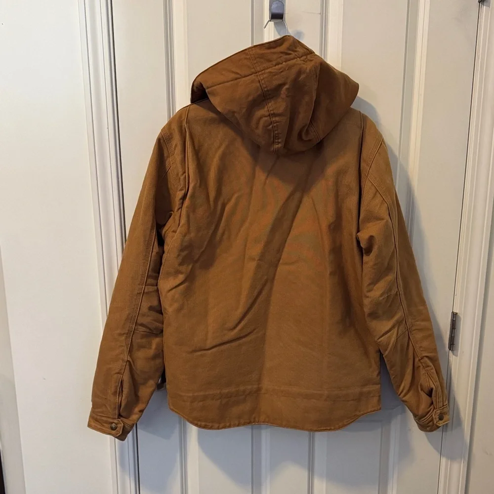Carhartt Brown Men's M Work Jacket Relaxed Fit Mid-Length Full Zip Spread Collar